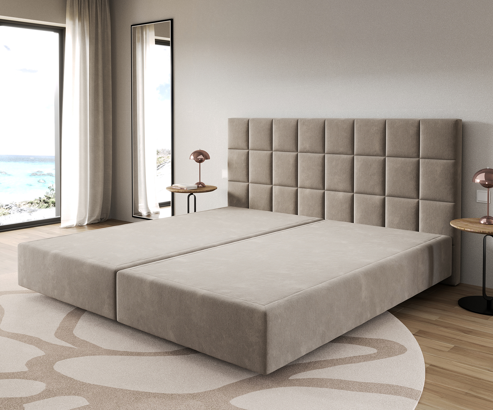 Boxspring ágy Dream-Fine mikroszálas bézs 200x200 cm