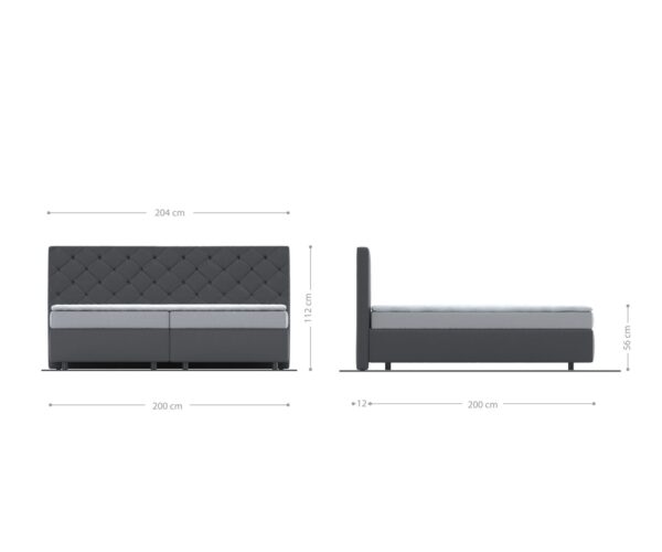 Boxspring ágy Dream-Great mikroszálas bézs 200x200 cm bonell matrac PU-topper - Image 5