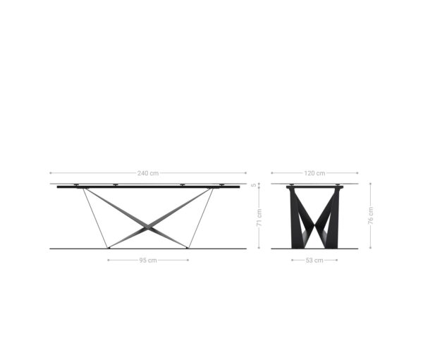 Étkezőasztal Edge hajóformájú 240x120 cm Calacatta Luxe kerámia fehér arany szürke Spider laposacél rozsdamentes acél - Image 8