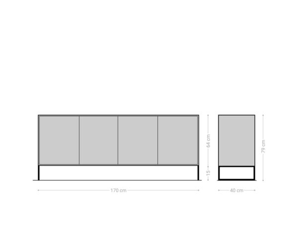 Komód Vaag 170 cm sheesham természetes mango fekete 4 ajtós - Image 6