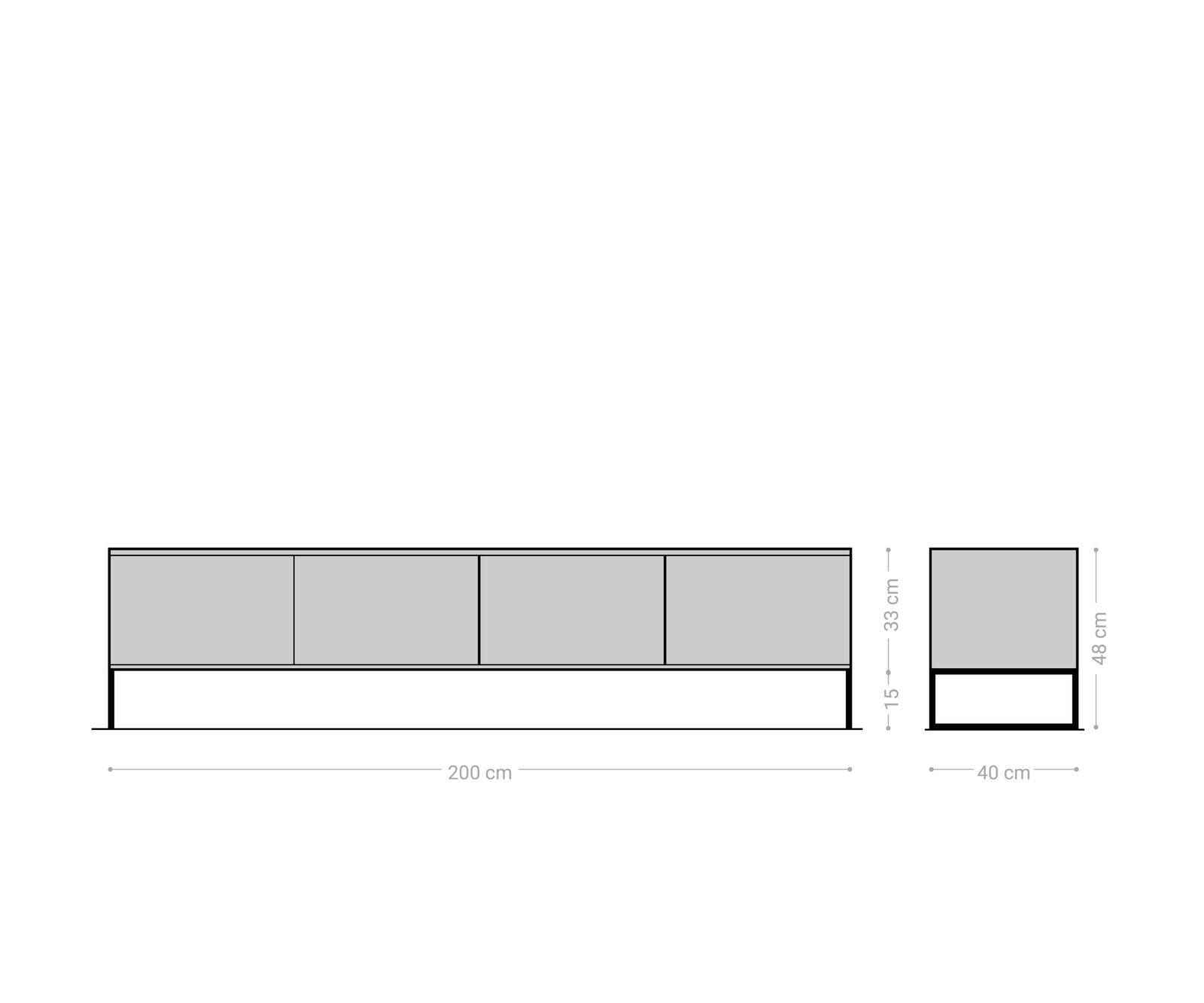 TV szekrény Sivela 200 cm mango barna fém fekete 4 ajtós - Image 7