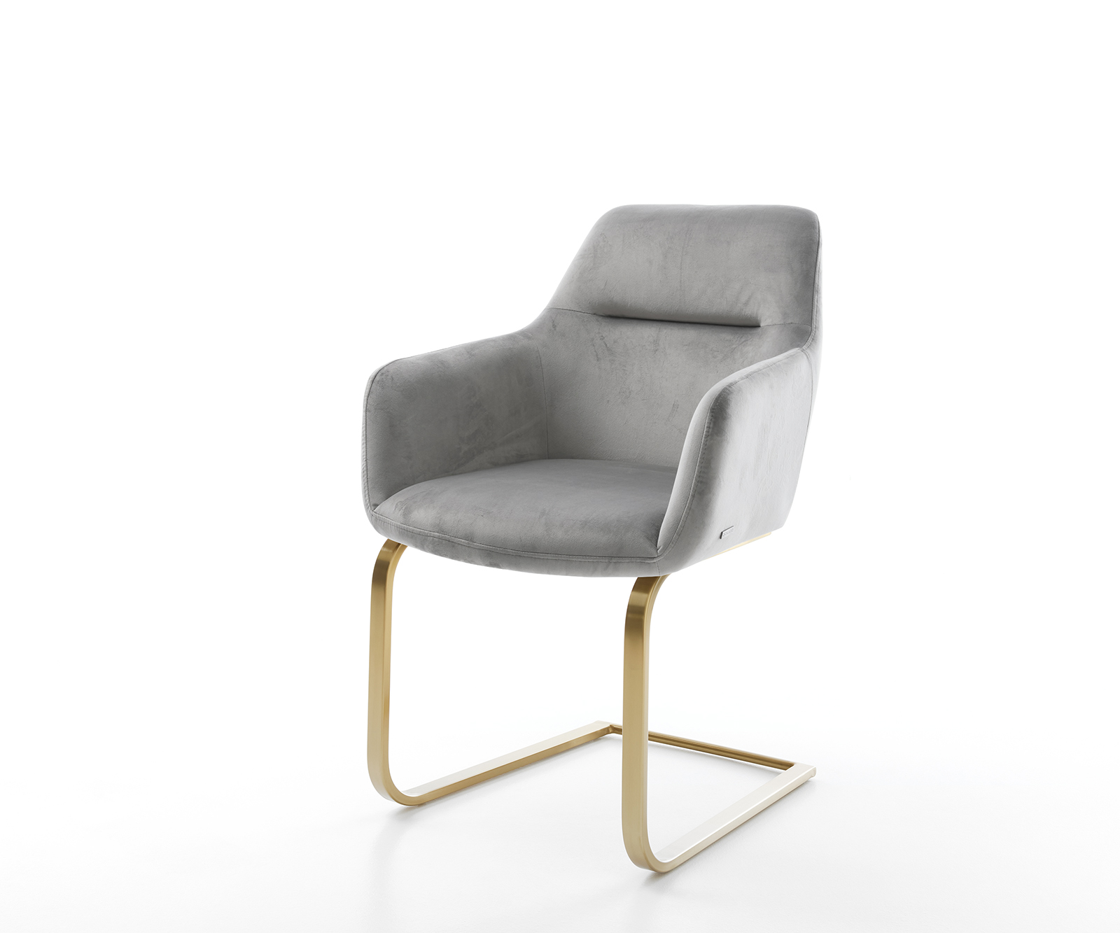 Jídelní židle Pejo-Flex konzolová podnož plochá zlatá samet šedá - Image 2