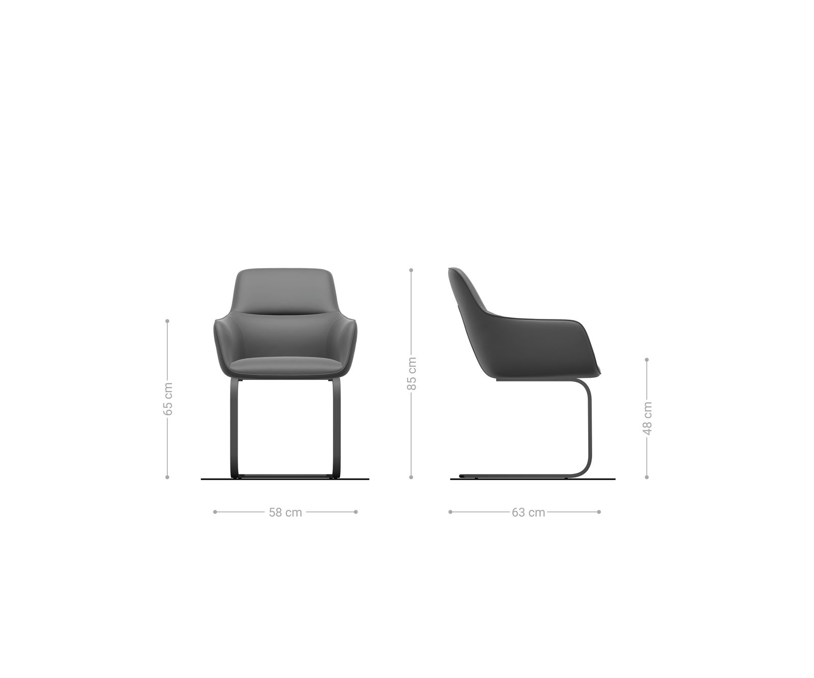 Jídelní židle Pejo-Flex konzolová podnož plochá zlatá samet šedá - Image 6