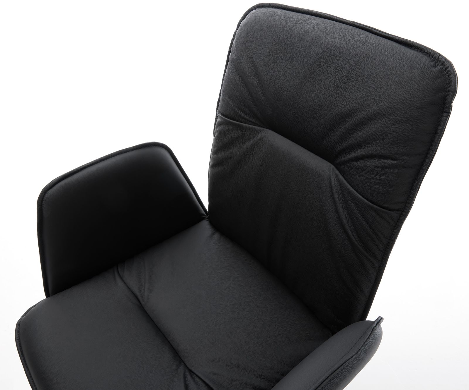 Jídelní židle Vinja-Flex konzolová podnož plochá zlatá pravá kůže černá - Image 5