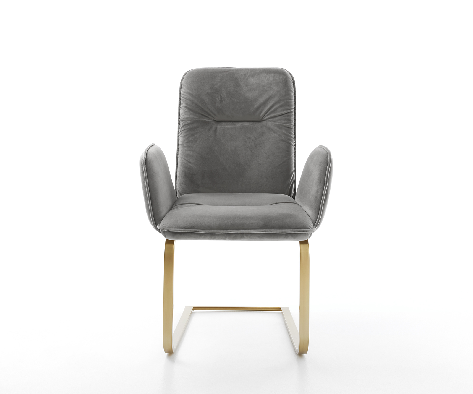 Jídelní židle Vinja-Flex konzolová podnož plochá zlatá samet šedá - Image 4