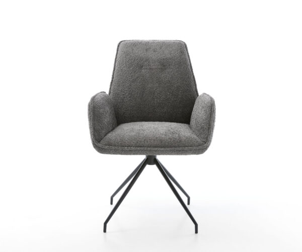 Jídelní židle Zoa-Flex bouclé šedá křížová zúžená podnož černá 180° otočná - Image 2
