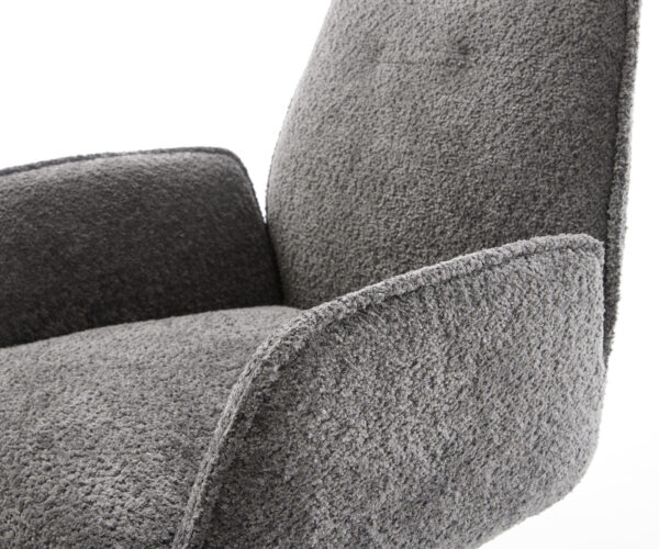 Jídelní židle Zoa-Flex bouclé šedá křížová zúžená podnož černá 180° otočná - Image 4