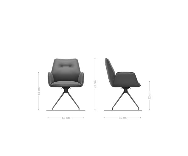 Jídelní židle Zoa-Flex bouclé šedá křížová zúžená podnož černá 180° otočná - Image 6