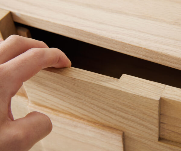 Komód Puzzle 175 cm tölgy természetes 3 ajtós lebegő fém láb fekete - Image 5