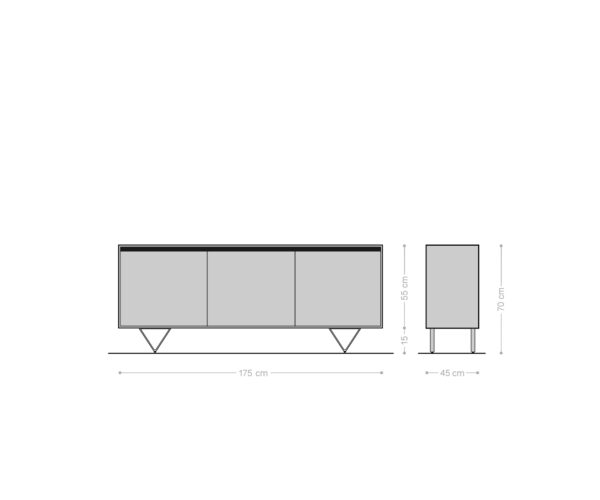 Design-komód Stonegrace 175 cm akác természetes pala 3 ajtós - Image 9