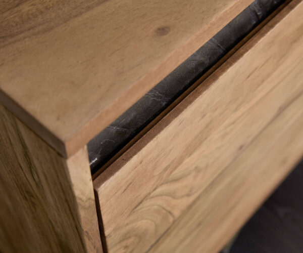 Design-komód Stonegrace 175 cm akác természetes pala 3 ajtós - Image 4