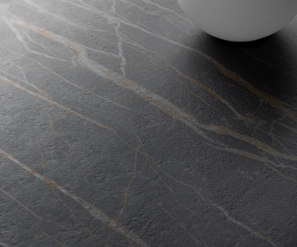 Dohányzóasztal Borna 100x100 cm kerámia Laminam®Noir Desir barna láb kúpos titán effekt felület - Image 4