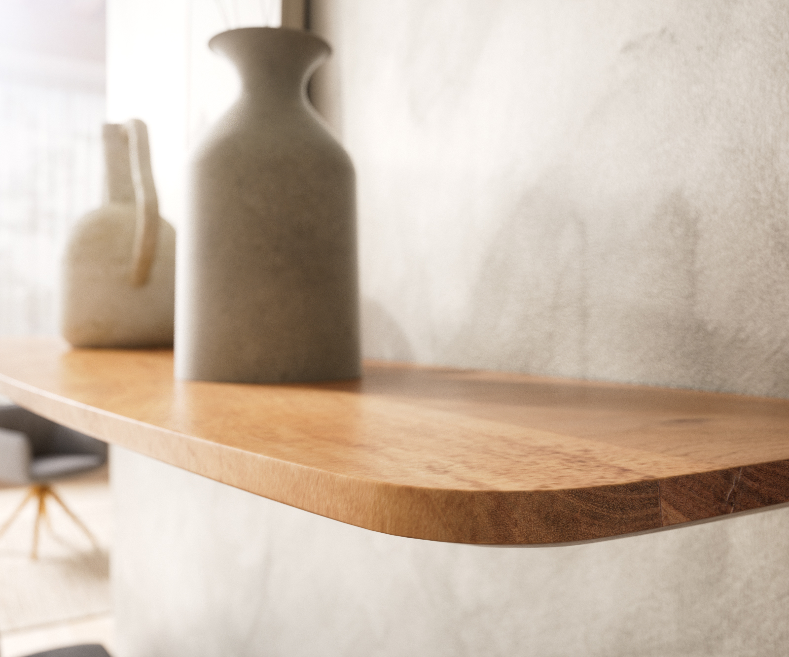 Fali polc Edge 100 cm akác természetes Svájci él masszív - Image 5