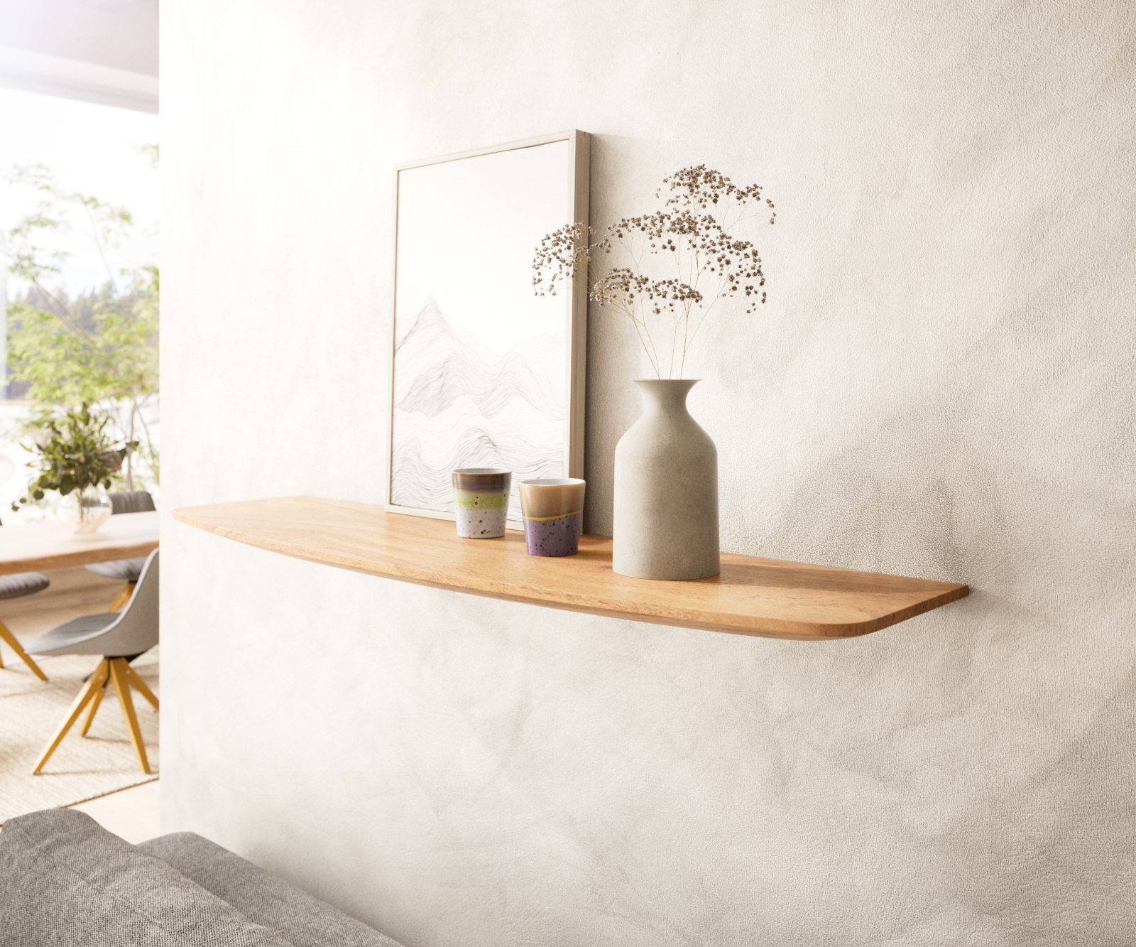 Fali polc Edge 100 cm akác természetes Svájci él masszív