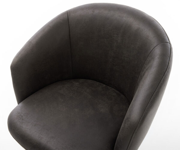 Étkezőszék Caja-Flex karfás mikroszálas antracit vintage kereszt láb kúpos fekete 180° forgatható zsákrugós - Image 4