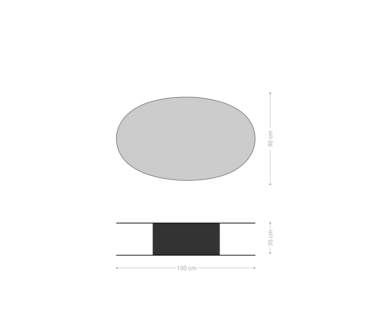 Dohányzóasztal Casilda 150x90 cm kerámia Laminam®Noir Desir barna középső láb titán effekt felület - Image 8