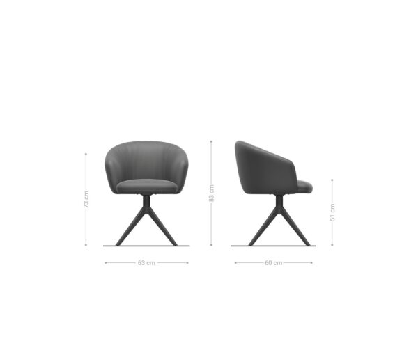 Étkezőszék Caja-Flex karfás bouclé ezüstszürke kereszt láb széles rozsdamentes acél 360° forgatható zsákrugós - Image 7