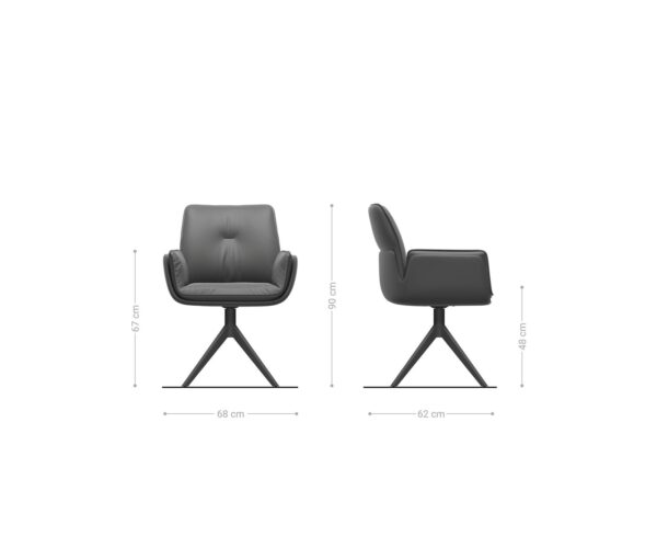 Étkezőszék Nela-Flex vegyes anyagok sötét bézs kereszt láb széles titán effekt bevonat 360° forgatható - Image 6