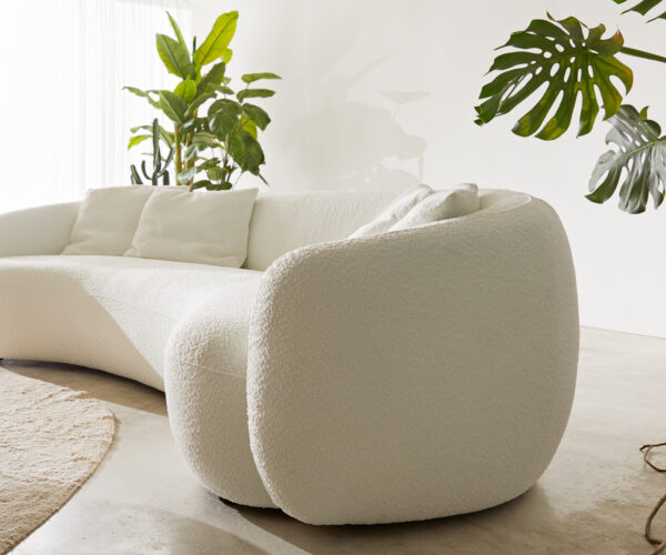 3 ülőhelyes Larna 260x120 cm bouclé krémfehér - Image 6