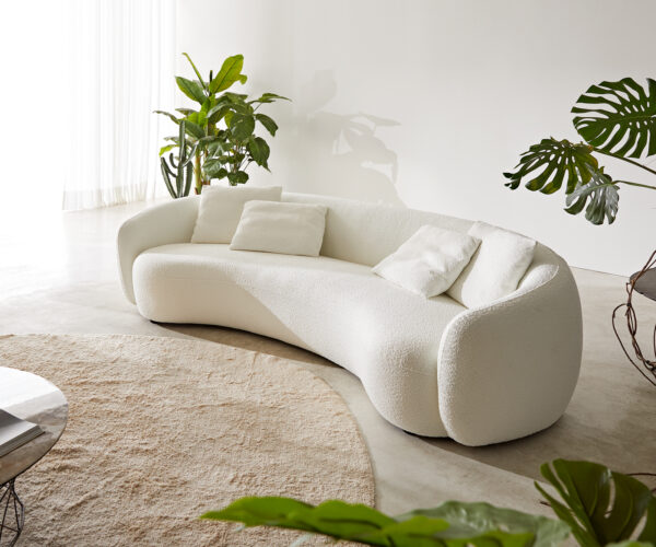3 ülőhelyes Larna 260x120 cm bouclé krémfehér - Image 4