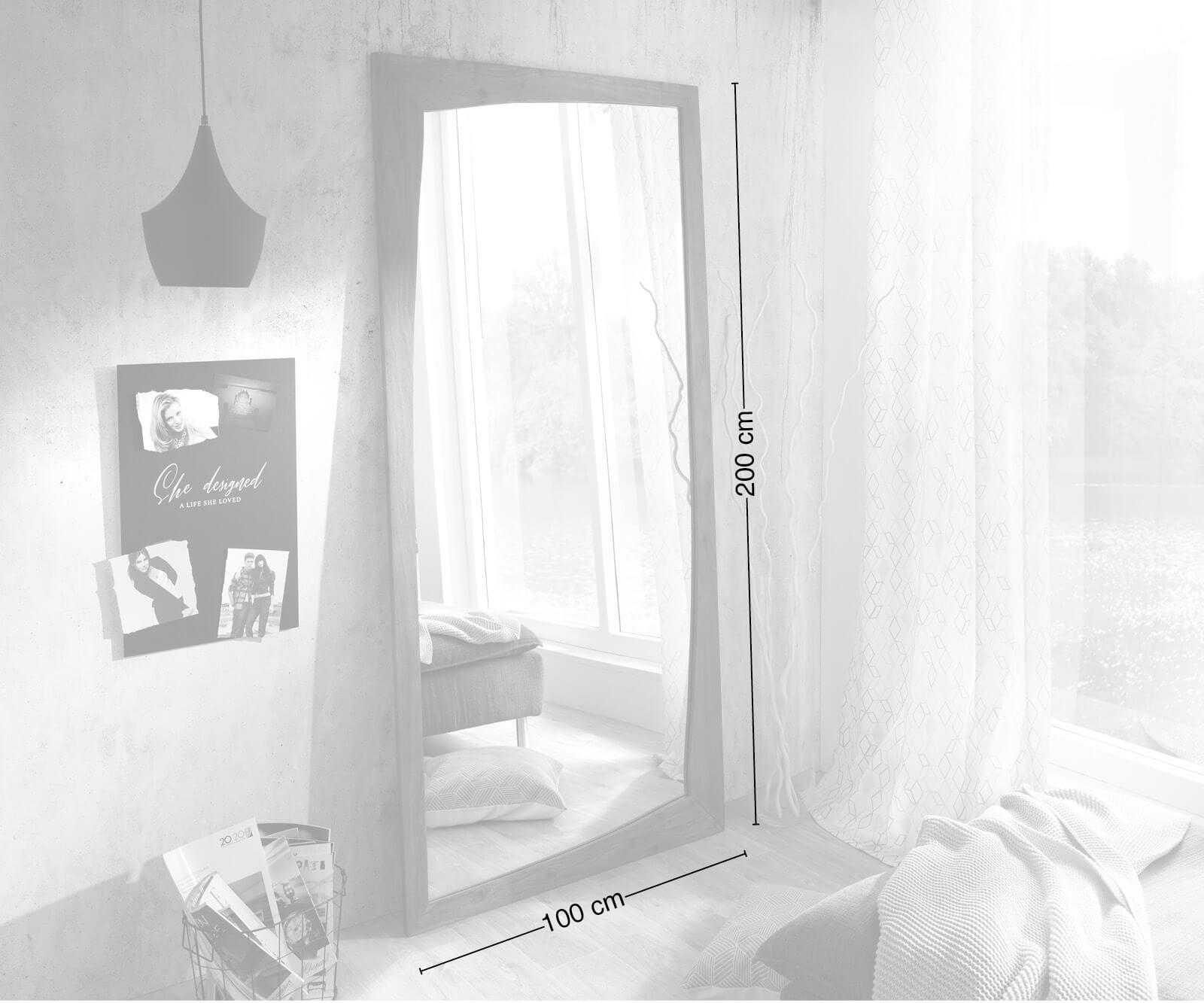 Designové nástěnné zrcadlo Wyatt 200x100 cm přírodní akácie - Image 7