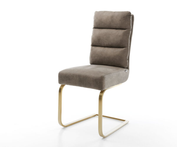 Jídelní židle Pela-Flex taupe vintage konzolová podnož plochá zlatá taštičkové pružiny