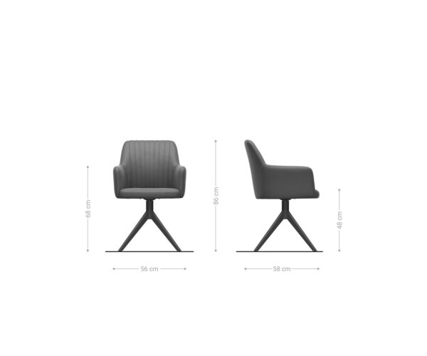 Jídelní židle Greg-Flex bouclé bílá křížová podnož široká černá otočná o 360° - Image 6