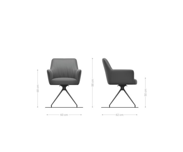 Étkezőszék Xana-Flex karfás mikroszálas ezüstszürke kereszt láb kúpos rozsdamentes acél 180° forgatható zsákrugós - Image 7