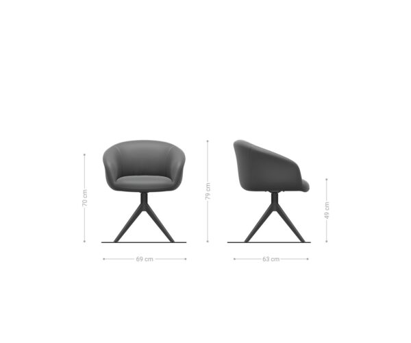 Étkezőszék Vinka-Flex karfás bouclé ezüstszürke kereszt láb széles fekete 360° forgatható zsákrugós - Image 7
