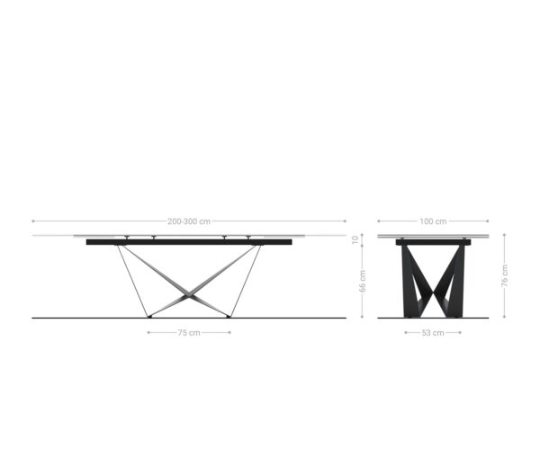 Étkezőasztal Edge 200-300x100 kerámia Calacatta Luxe fehér arany szürke Spider laposacél rozsdamentes acél kihúzható - Image 8