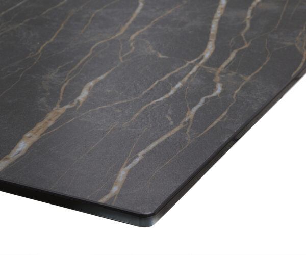 Étkezőasztal Edge 200-300x100 kerámia Laminam®Noir Desir barna W-láb titán hatású kiválóan bővíthető - Image 4