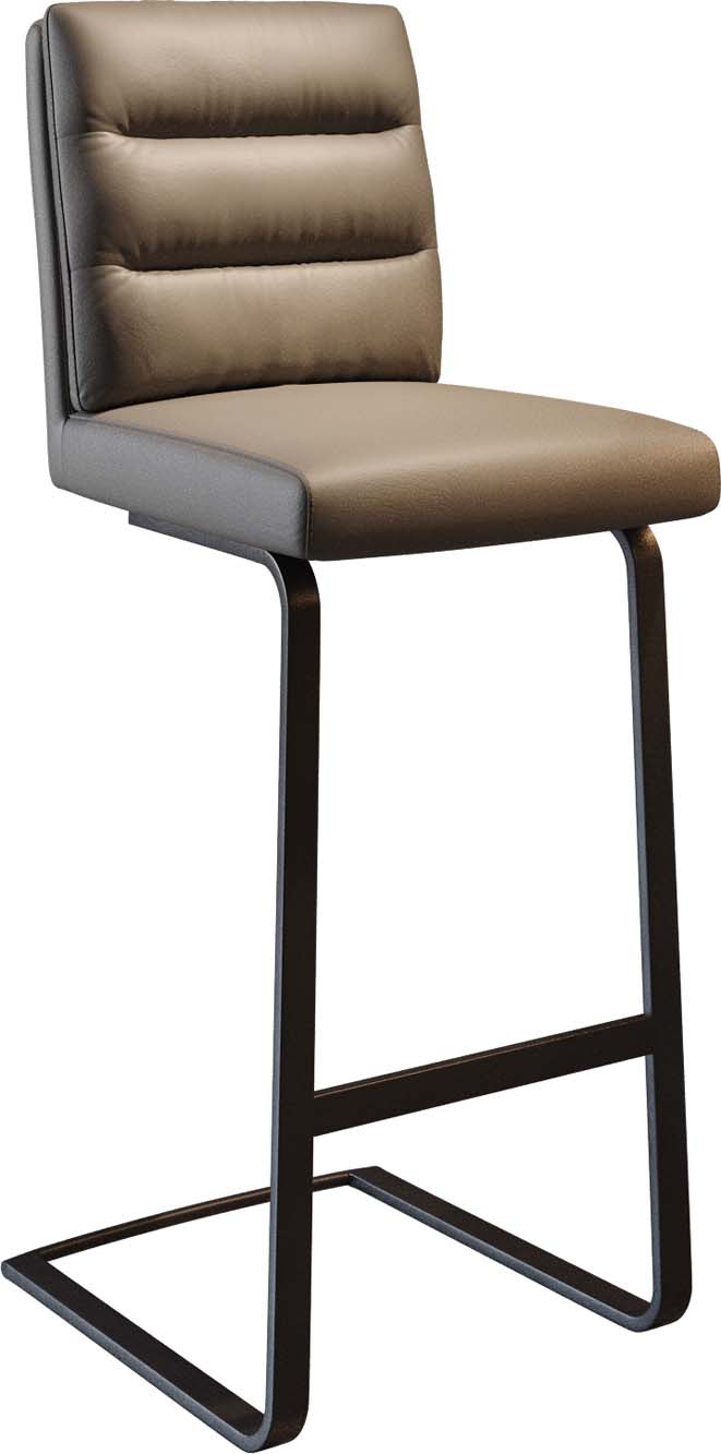 Bárszék Pela-Flex valódi bőr sötét bézs étkezőszék lapos fém fekete zsákrugós