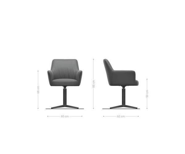 Étkezőszék Xana-Flex karfás valódi bőr fekete fekete láb 360° forgatható zsákrugós - Image 7