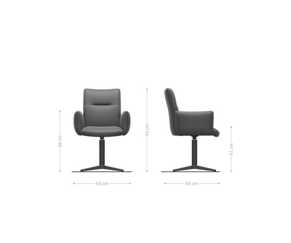 Étkezőszék Jova-Flex kényelmes karfákkal valódi fekete bőr fekete láb 360° forgatható zsákrugós rugózás - Image 7