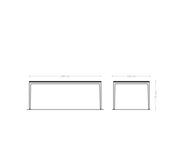 Étkezőasztal Escina 200x100 cm Laminam®Noir Desir barna kerámia asztallap alumínium láb - Image 9