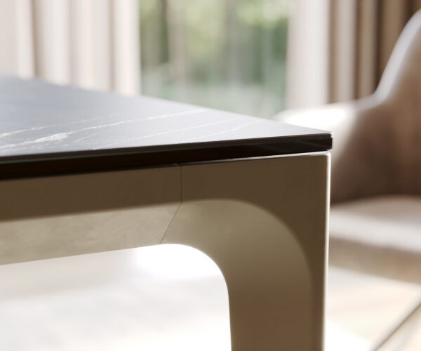 Étkezőasztal Escina 200x100 cm Laminam®Noir Desir barna kerámia asztallap alumínium láb - Image 8
