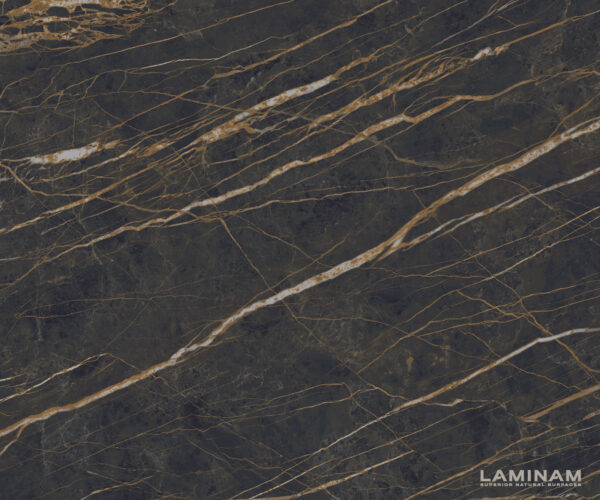 Étkezőasztal Escina 200x100 cm Laminam®Noir Desir barna kerámia asztallap alumínium láb - Image 3
