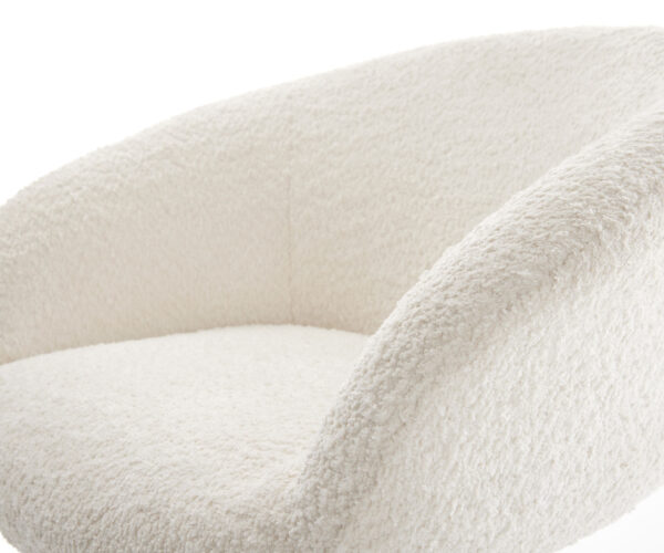 Étkezőszék Vinka-Flex karfás bouclé fehér fekete láb 360° forgatható zsákrugós - Image 4