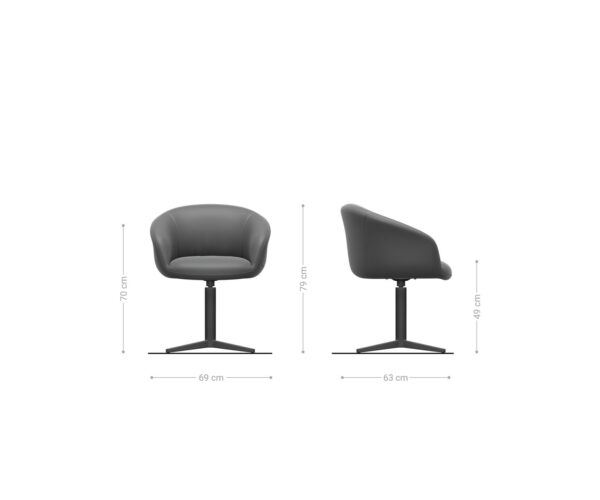 Étkezőszék Vinka-Flex karfás bouclé ezüstszürke fekete láb 360° forgatható zsákrugós - Image 7