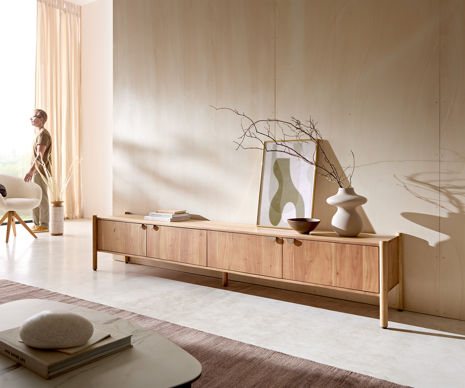 TV szekrény Caius 240 cm akác aura 4 ajtós