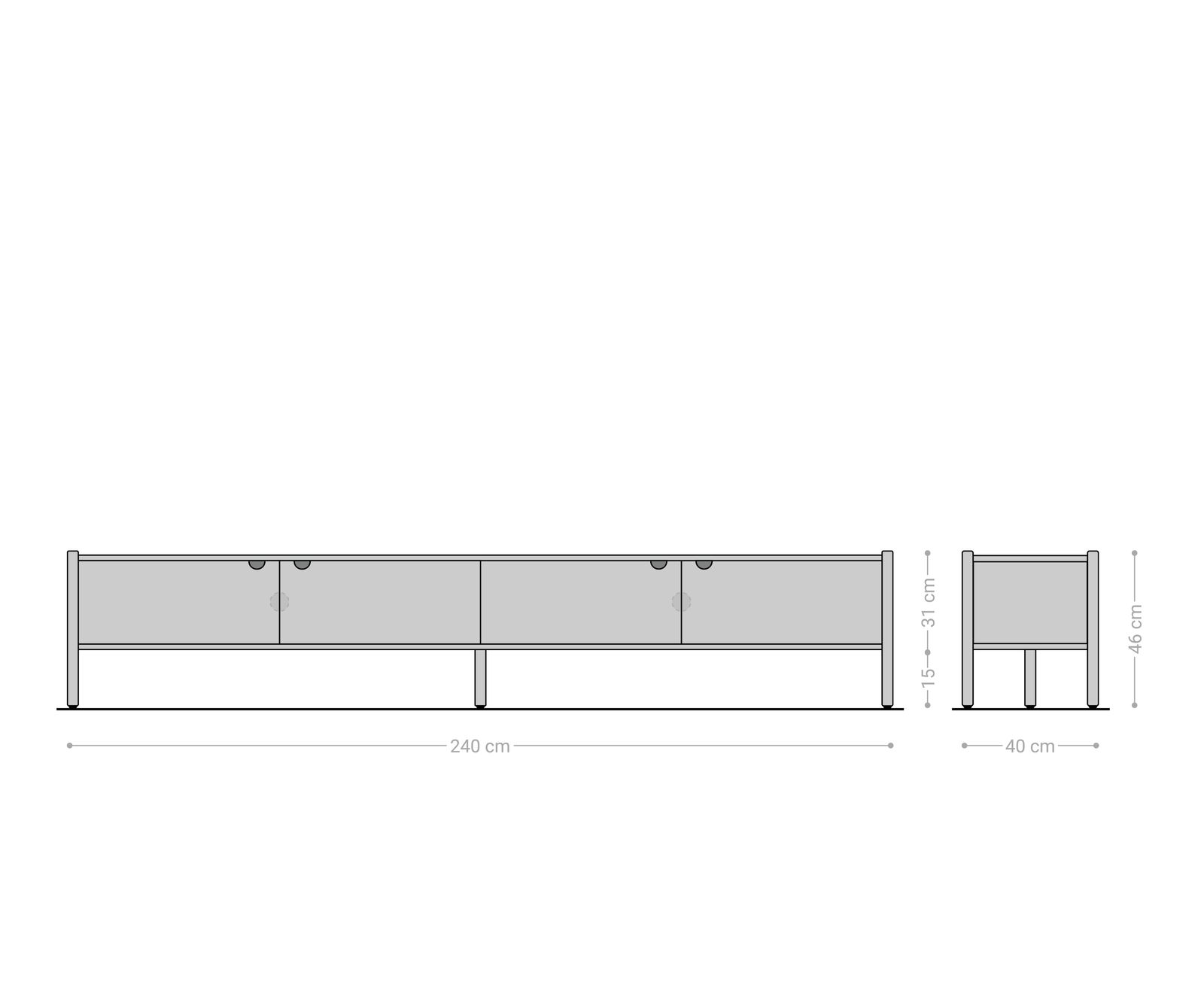 TV szekrény Caius 240 cm akác aura 4 ajtós - Image 7