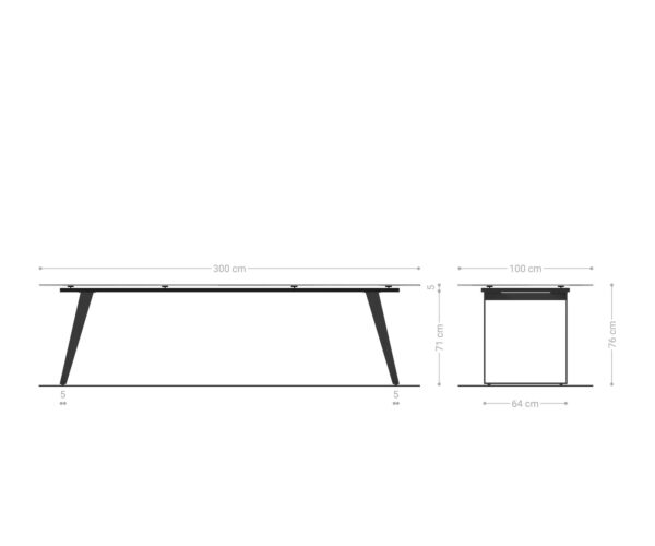 Étkezőasztal Edge 300x100 kerámia Calacatta Luxe fehér arany szürke rozsdamentes acél ferde - Image 9