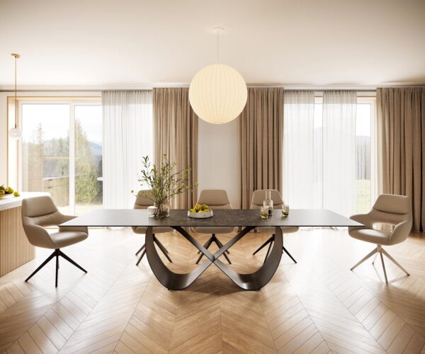 Étkezőasztal Edge 300x100 kerámia Laminam® Nero Greco antracit Infinity fém fekete - Image 2