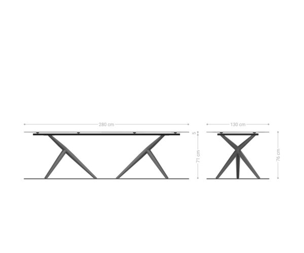Étkezőasztal Edge ovális 280x130 kerámia Minas melange fehér-bézs Estelar kerek fém fekete - Image 6