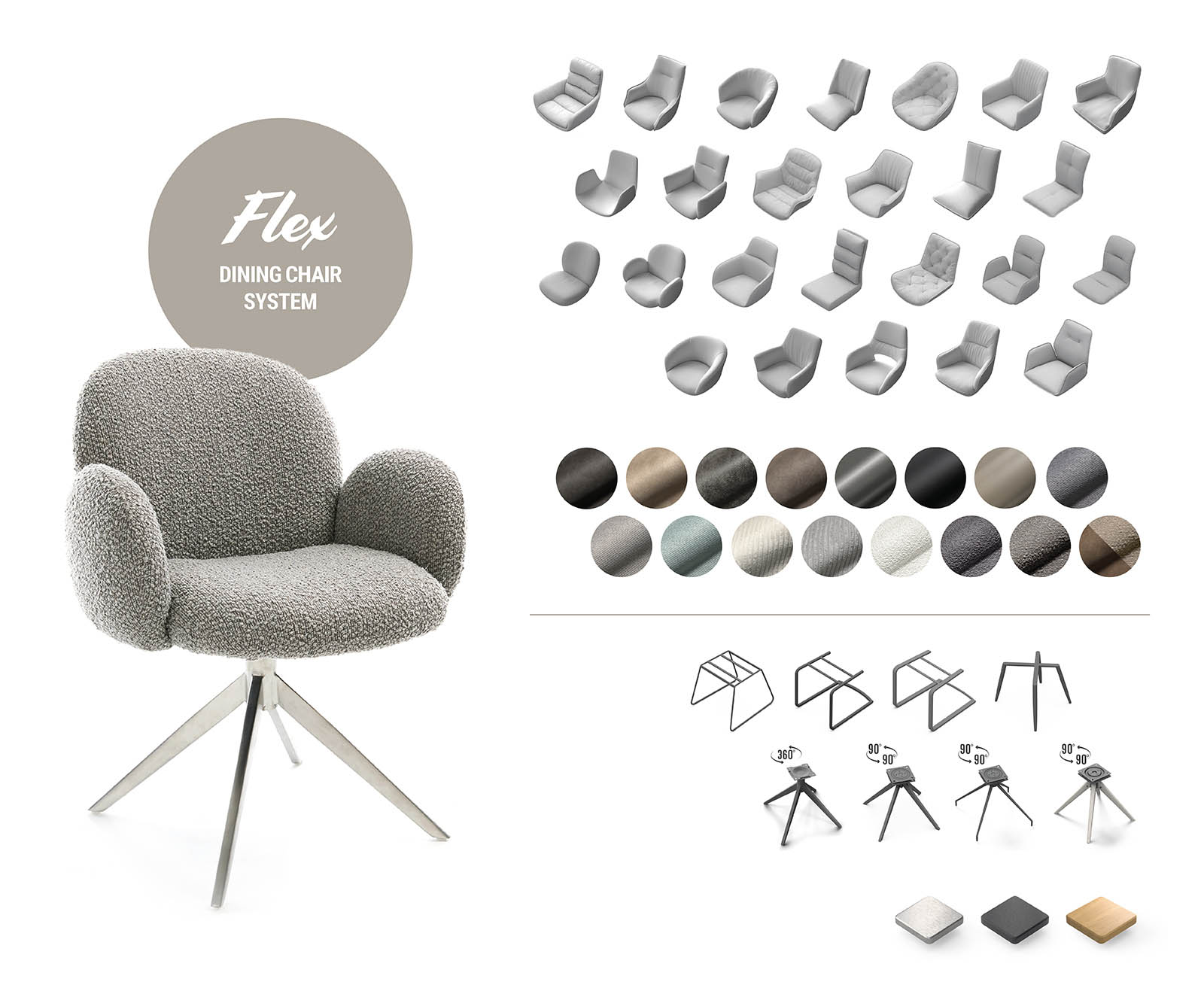 Jídelní židle Nube-Flex bouclé bílá konzolová podnož plochá zlatá taštičkové pružiny - Image 7