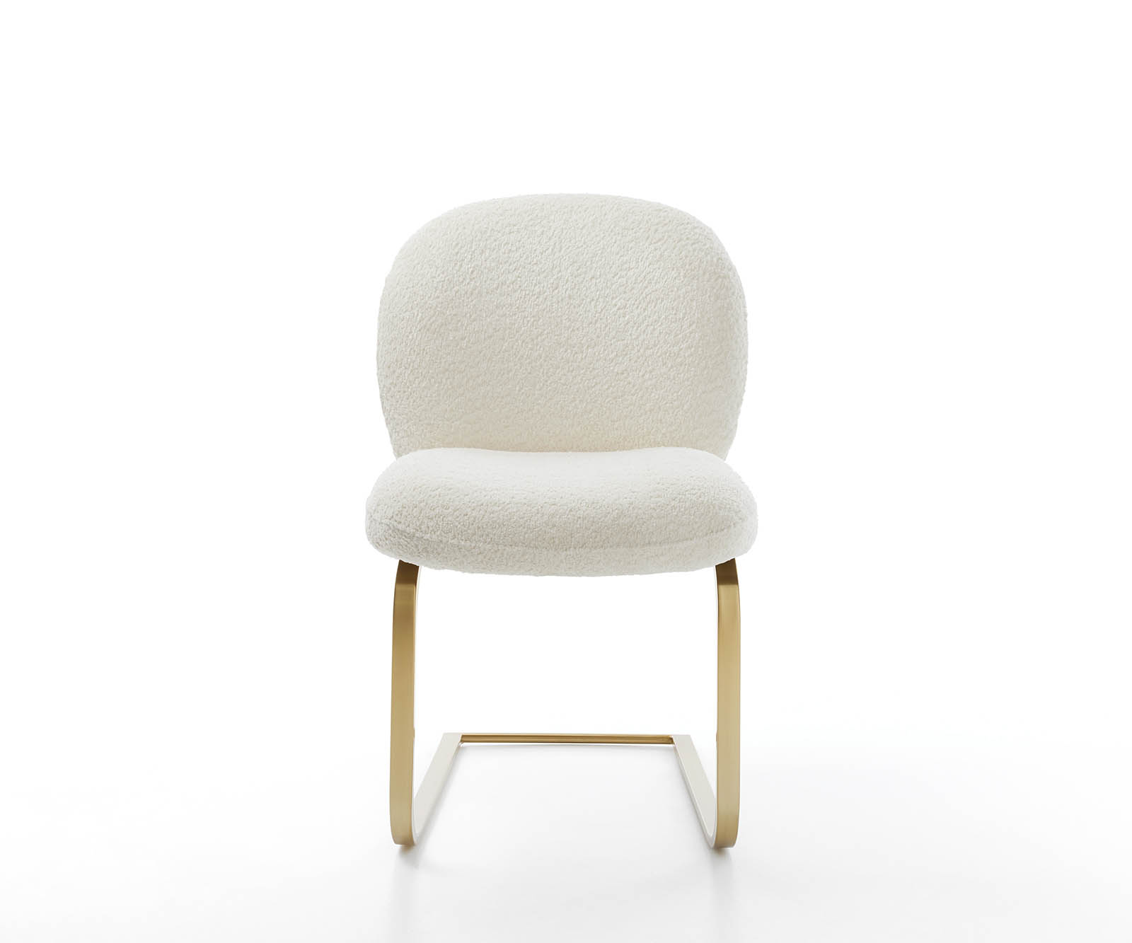 Jídelní židle Nube-Flex bouclé bílá konzolová podnož plochá zlatá taštičkové pružiny - Image 2