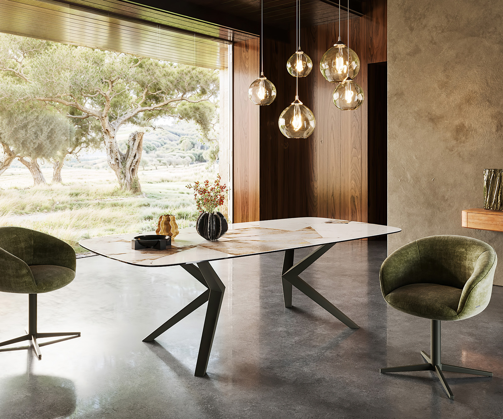 Étkezőasztal Edge Boot 240x120 kerámia iris FMG Patagonia Lappato Zenthara szögletes fém effekt felület titán