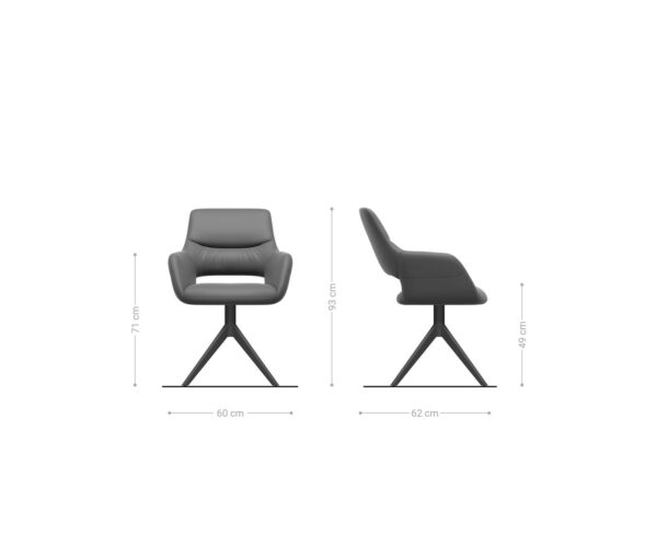 Étkezőszék Yago-Flex karfás chenille oliva kereszt láb széles fekete 360° forgatható hintamechanizmus zsákrugós matraccal - Image 6