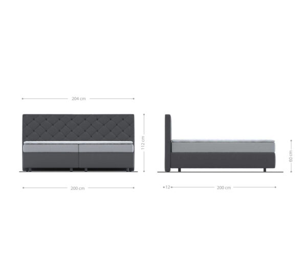 Boxspring ágy Dream-Great mikroszálas antracit vintage 200x200 cm zsákrugós matraccal és visco topperrel - Image 5