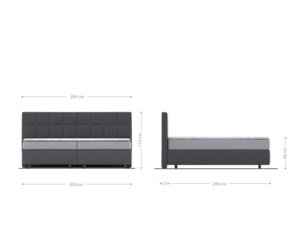 Boxspring ágy Dream-Fine mikroszálas antracit vintage 200x200 cm zsákrugós matraccal és visco topperrel - Image 5